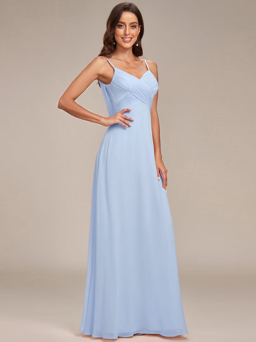 Criss-Cross V-Neck Chiffon Backless A-Line Bridesmaid Dress #color_Ice Blue