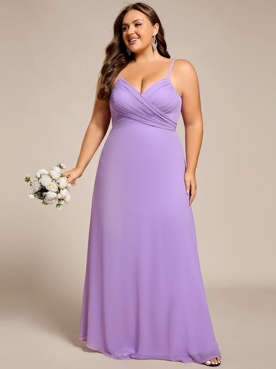 Criss-Cross V-Neck Chiffon Backless A-Line Bridesmaid Dress #color_Lavender