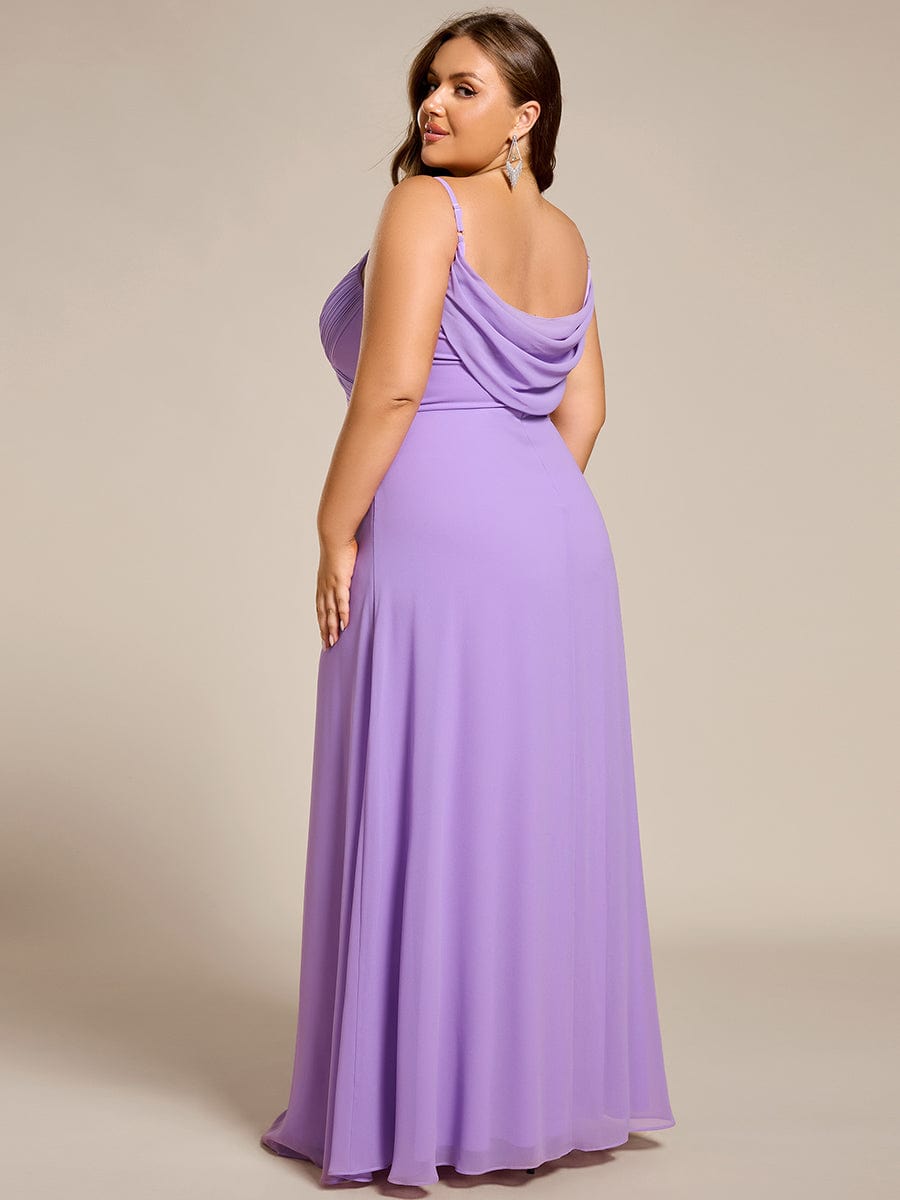 Criss-Cross V-Neck Chiffon Backless A-Line Bridesmaid Dress #color_Lavender