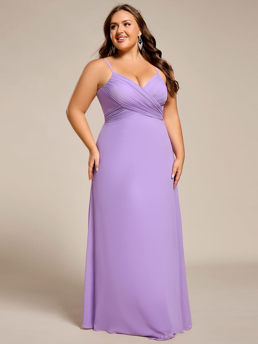 Criss-Cross V-Neck Chiffon Backless A-Line Bridesmaid Dress #color_Lavender