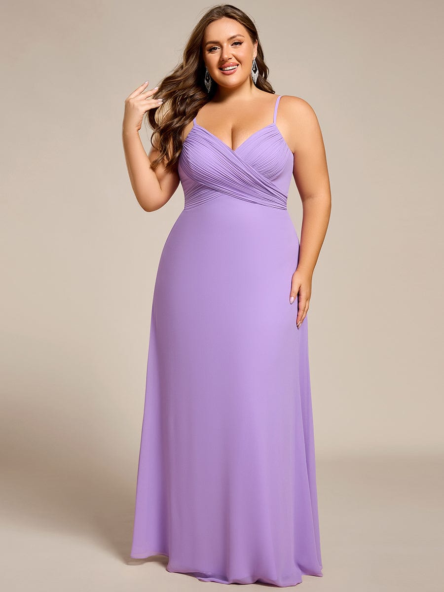 Criss-Cross V-Neck Chiffon Backless A-Line Bridesmaid Dress #color_Lavender