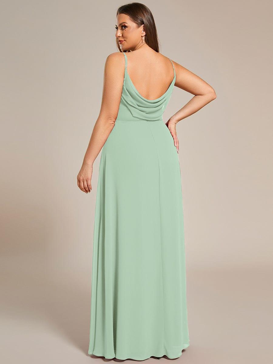 Plus Size Draped Back Criss-Cross Chiffon A-Line Dress #color_Mint Green