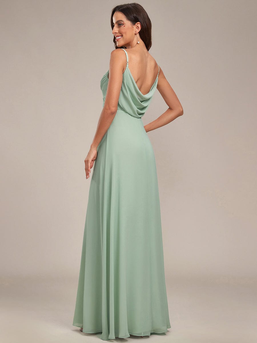 Criss-Cross V-Neck Chiffon Backless A-Line Bridesmaid Dress #color_Mint Green