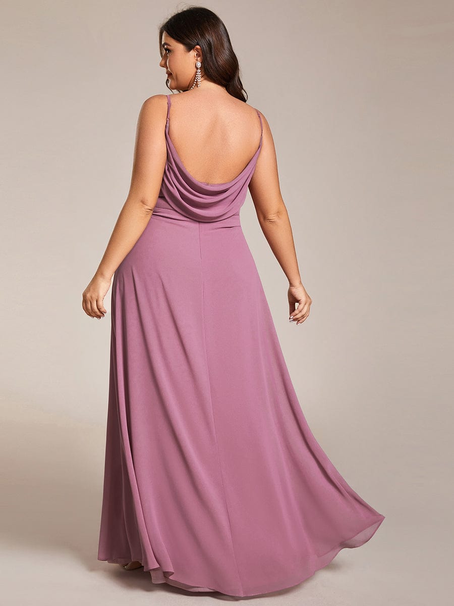 Plus Size Draped Back Criss-Cross Chiffon A-Line Dress #color_Purple Orchid
