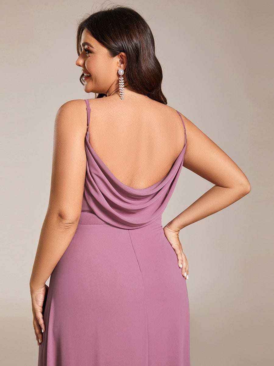Plus Size Draped Back Criss-Cross Chiffon A-Line Dress #color_Purple Orchid