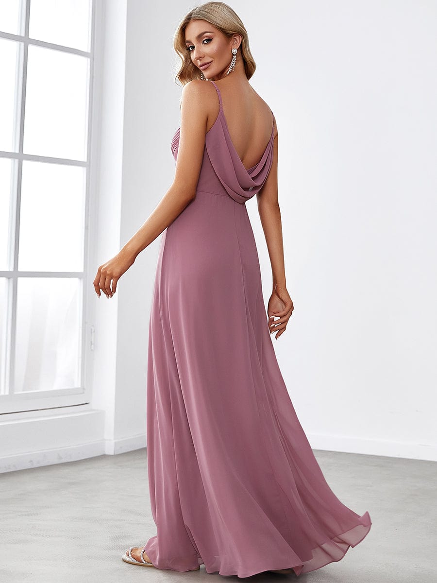 Criss-Cross V-Neck Chiffon Backless A-Line Bridesmaid Dress #color_Purple Orchid