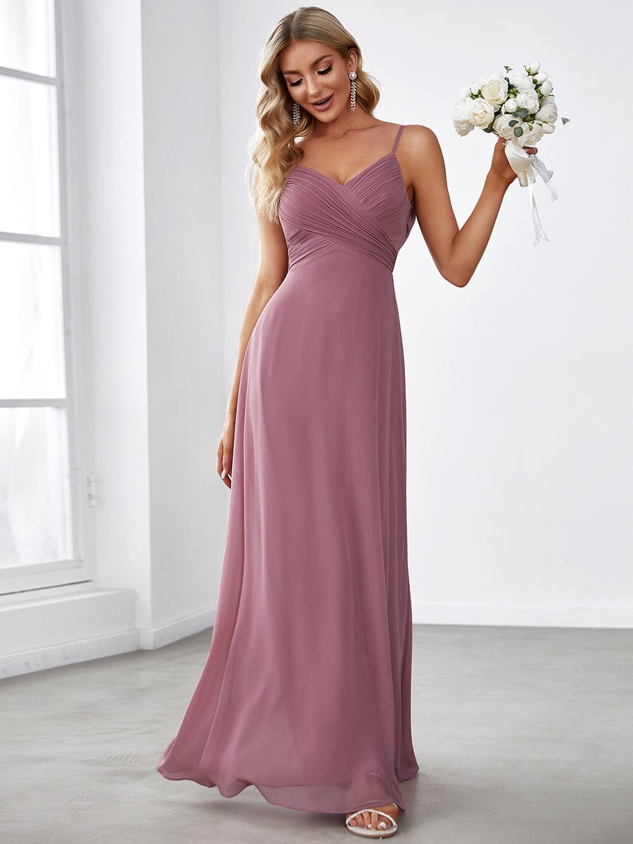 Criss-Cross V-Neck Chiffon Backless A-Line Bridesmaid Dress #color_Purple Orchid