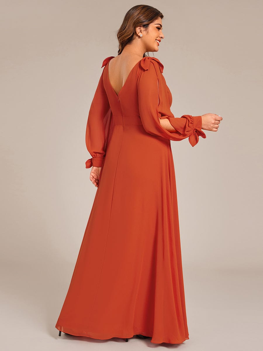 Open Lantern Sleeve A-Line Bridesmaid Dress #color_Burnt Orange