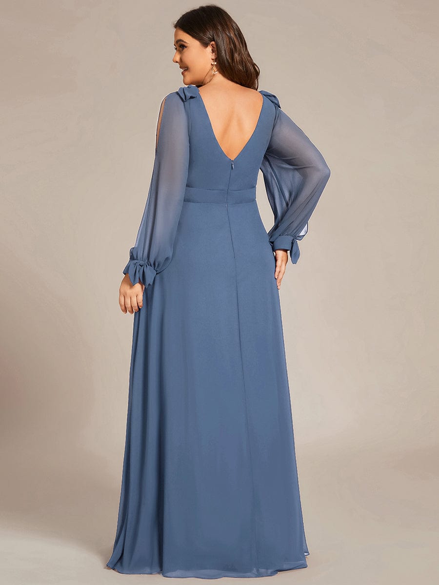 Dusty Blue and Navy Bridesmaid Gowns#style_ES80116DN