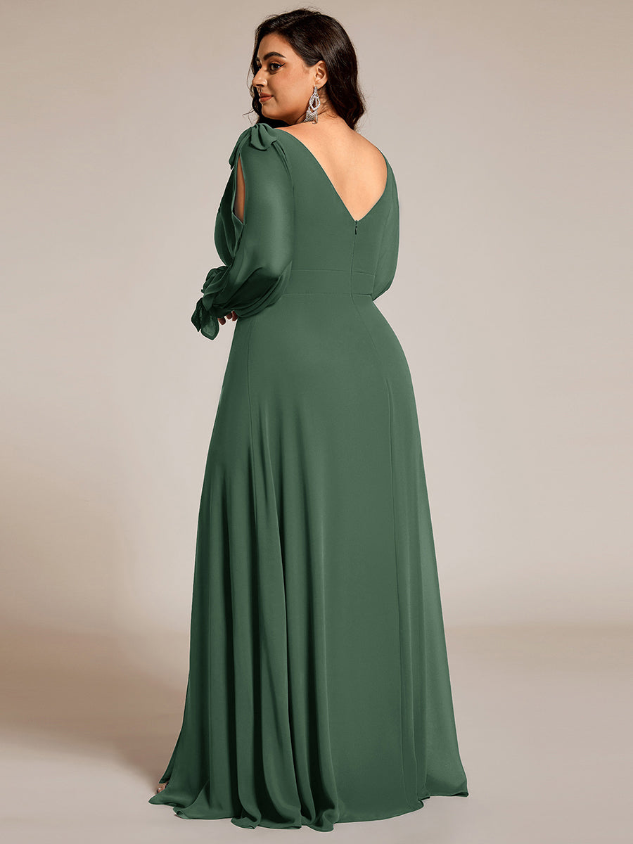 Open Lantern Sleeve A-Line Bridesmaid Dress #color_Eucalyptus