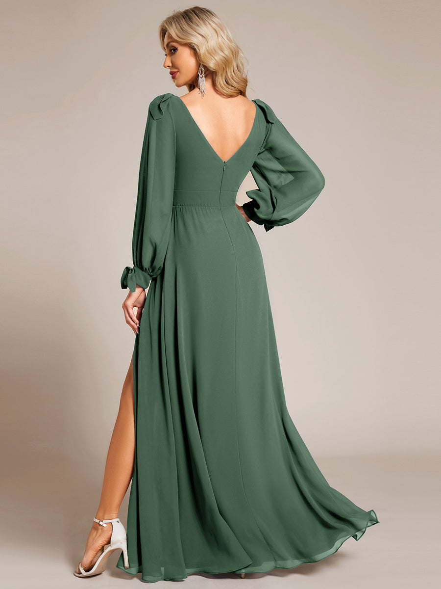 Open Lantern Sleeve A-Line Bridesmaid Dress #color_Eucalyptus