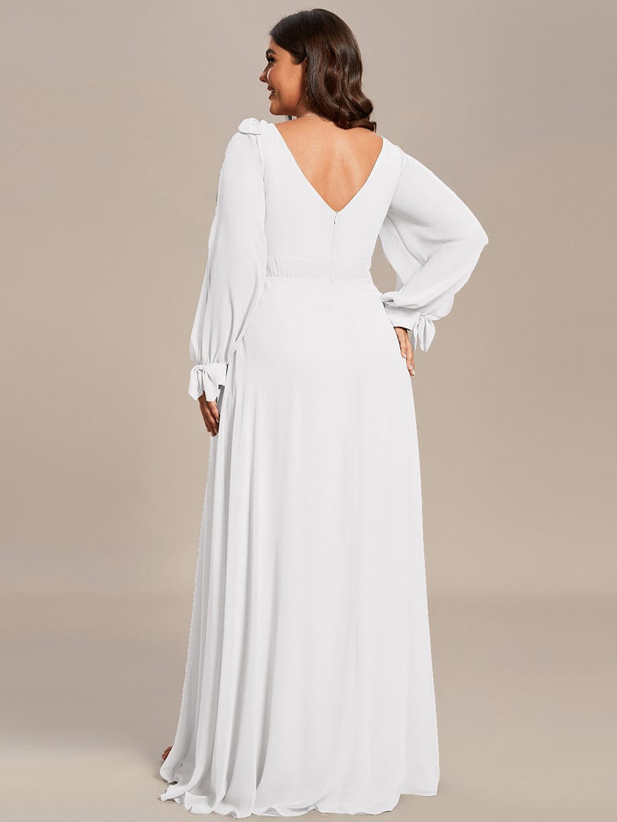 Open Lantern Sleeve A-Line Bridesmaid Dress #color_White