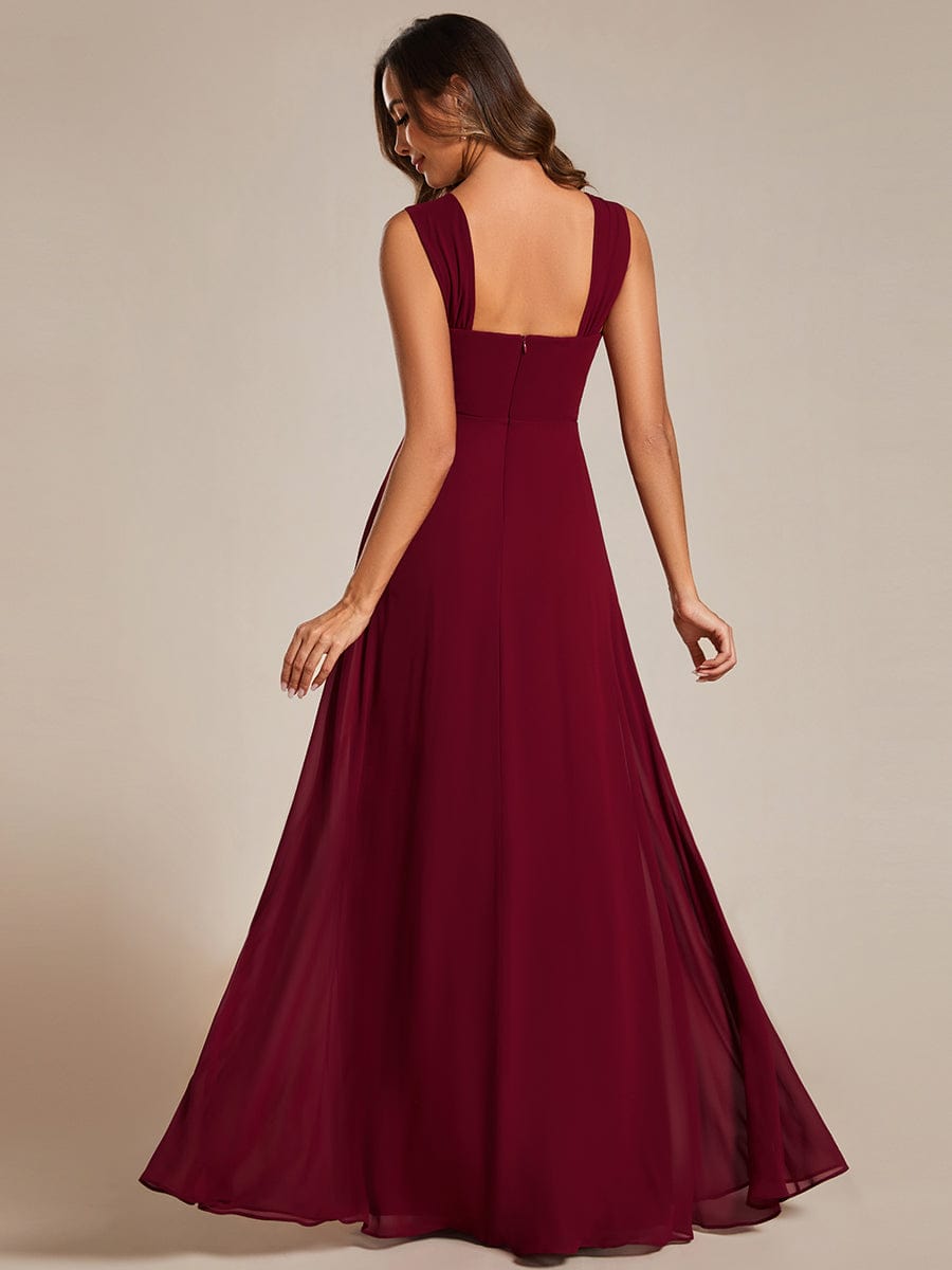 Chic High Waist Square Neck Bridesmaid Dress #color_Burgundy