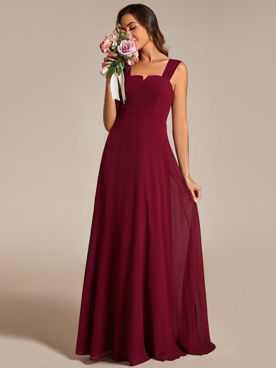 Chic High Waist Square Neck Bridesmaid Dress #color_Burgundy