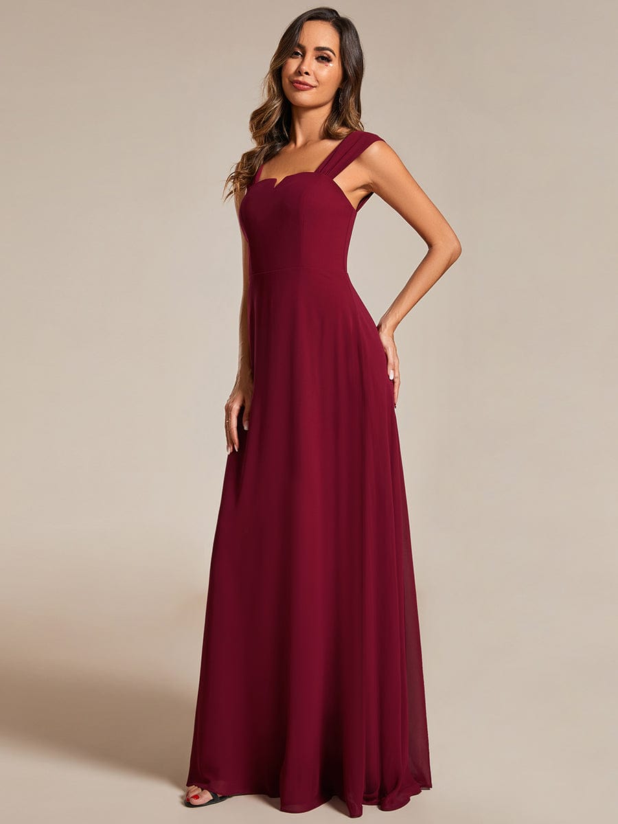 Chic High Waist Square Neck Bridesmaid Dress #color_Burgundy