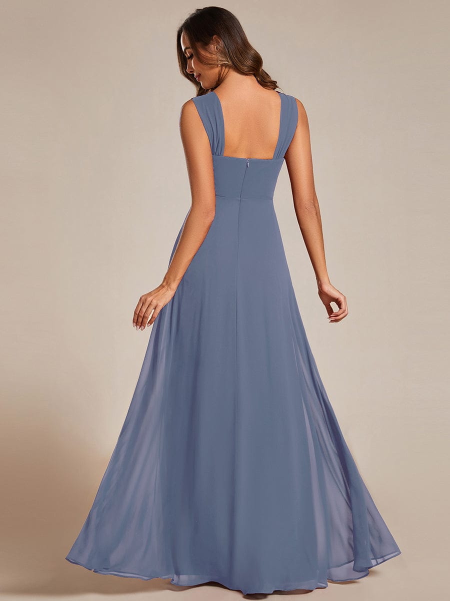 Chic High Waist Square Neck Bridesmaid Dress #color_Dusty Blue