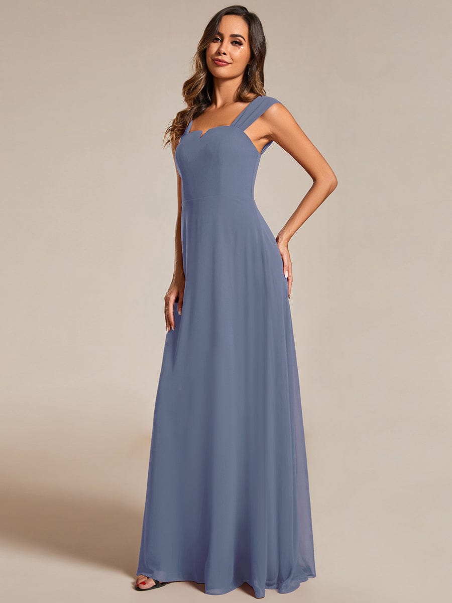 Chic High Waist Square Neck Bridesmaid Dress #color_Dusty Blue