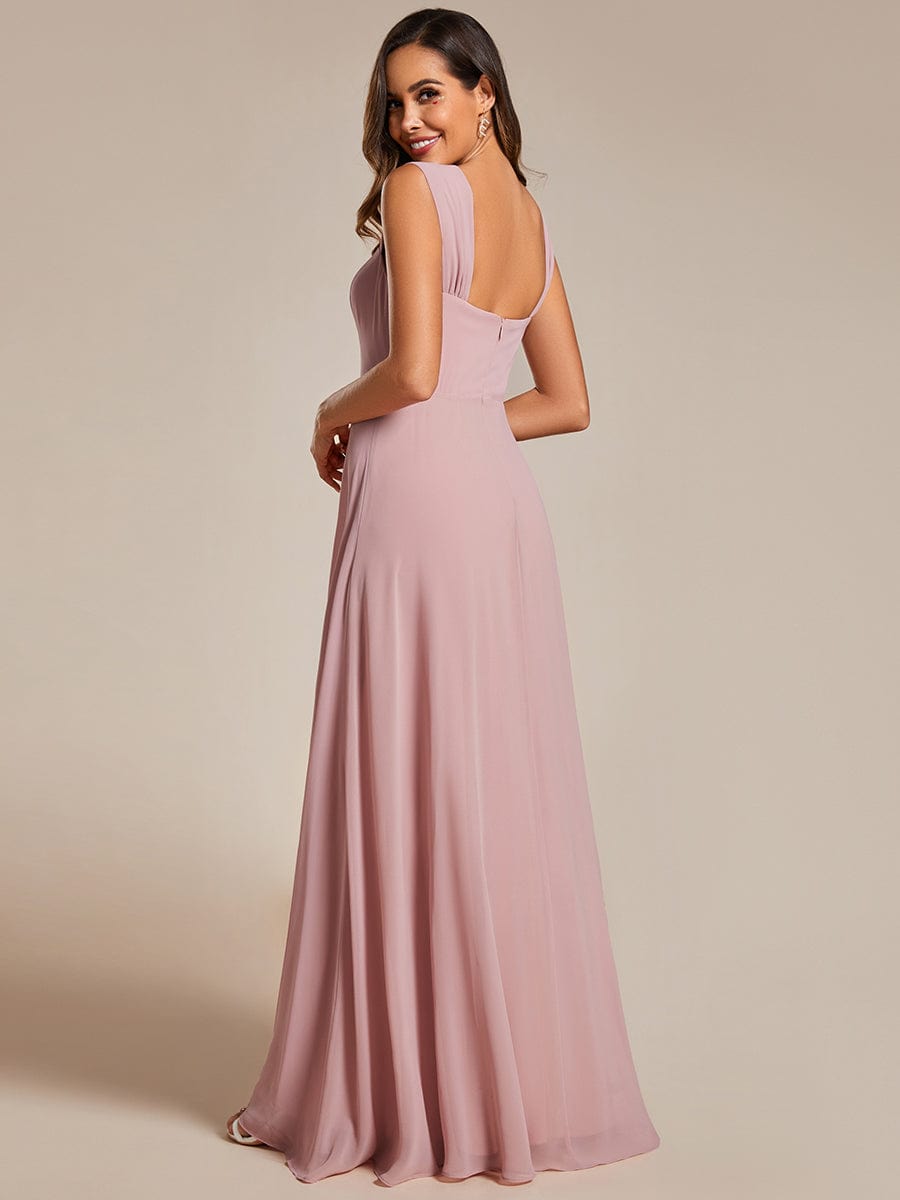 Chic High Waist Square Neck Bridesmaid Dress #color_Dusty Rose