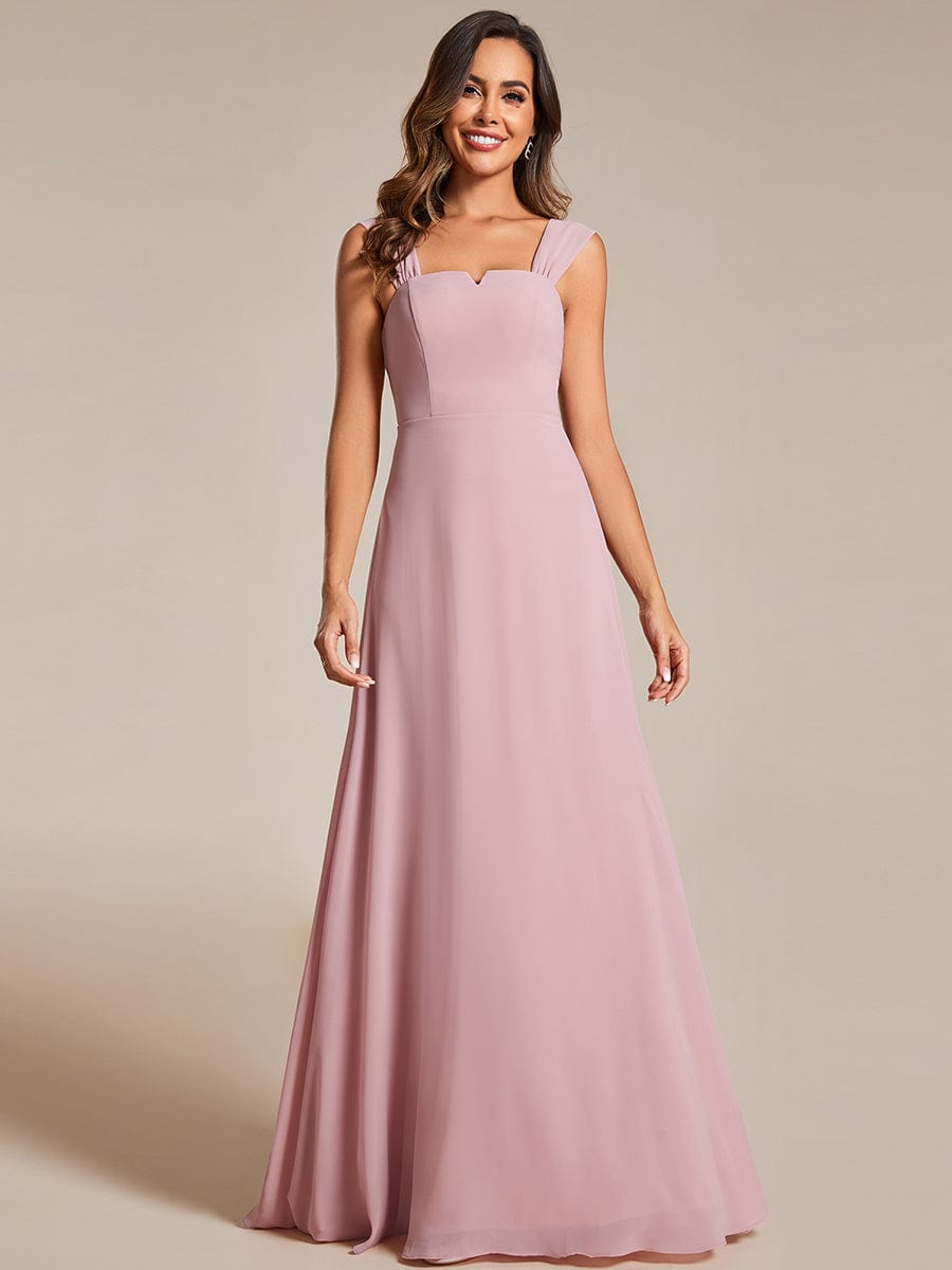 Chic High Waist Square Neck Bridesmaid Dress #color_Dusty Rose