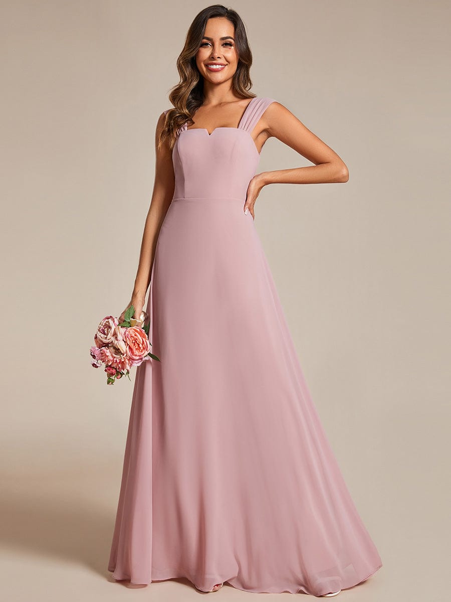 Chic High Waist Square Neck Bridesmaid Dress#color_Dusty Rose