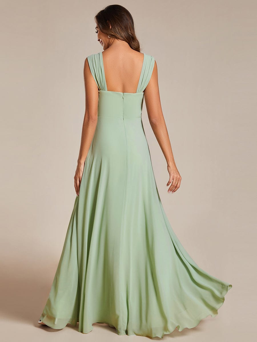 Chic High Waist Square Neck Bridesmaid Dress #color_Mint Green