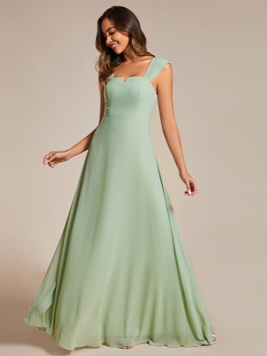 Chic High Waist Square Neck Bridesmaid Dress #color_Mint Green