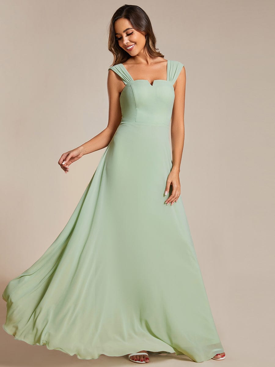 Chic High Waist Square Neck Bridesmaid Dress #color_Mint Green