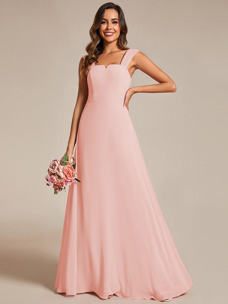 Chic High Waist Square Neck Bridesmaid Dress #color_Pink