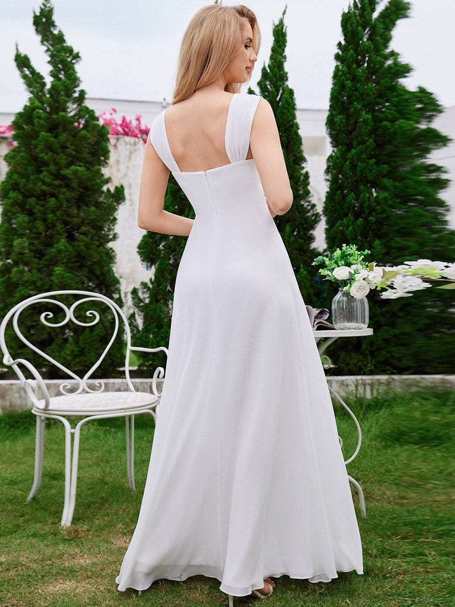 Chic High Waist Square Neck Bridesmaid Dress #color_White