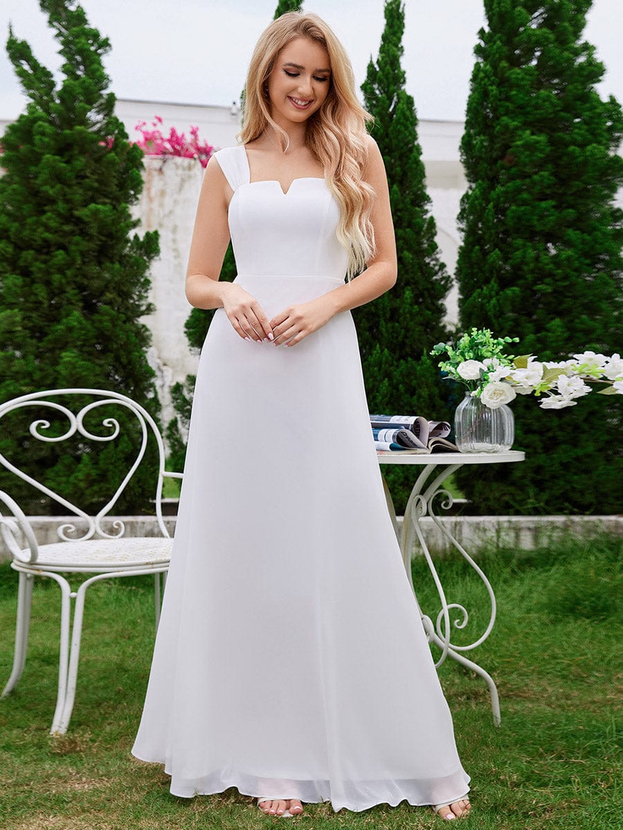 Chic High Waist Square Neck Bridesmaid Dress #color_White