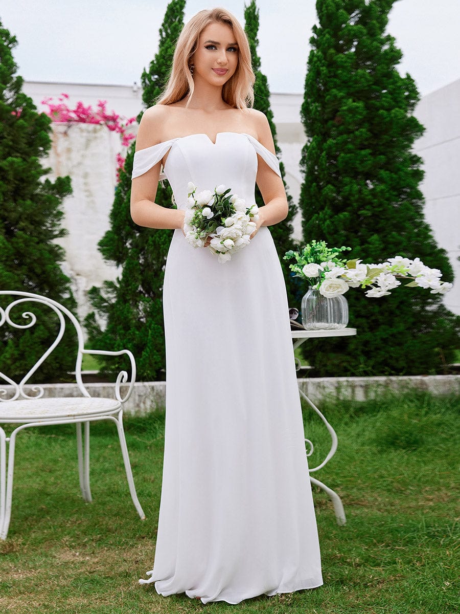 Chic High Waist Square Neck Bridesmaid Dress #color_White