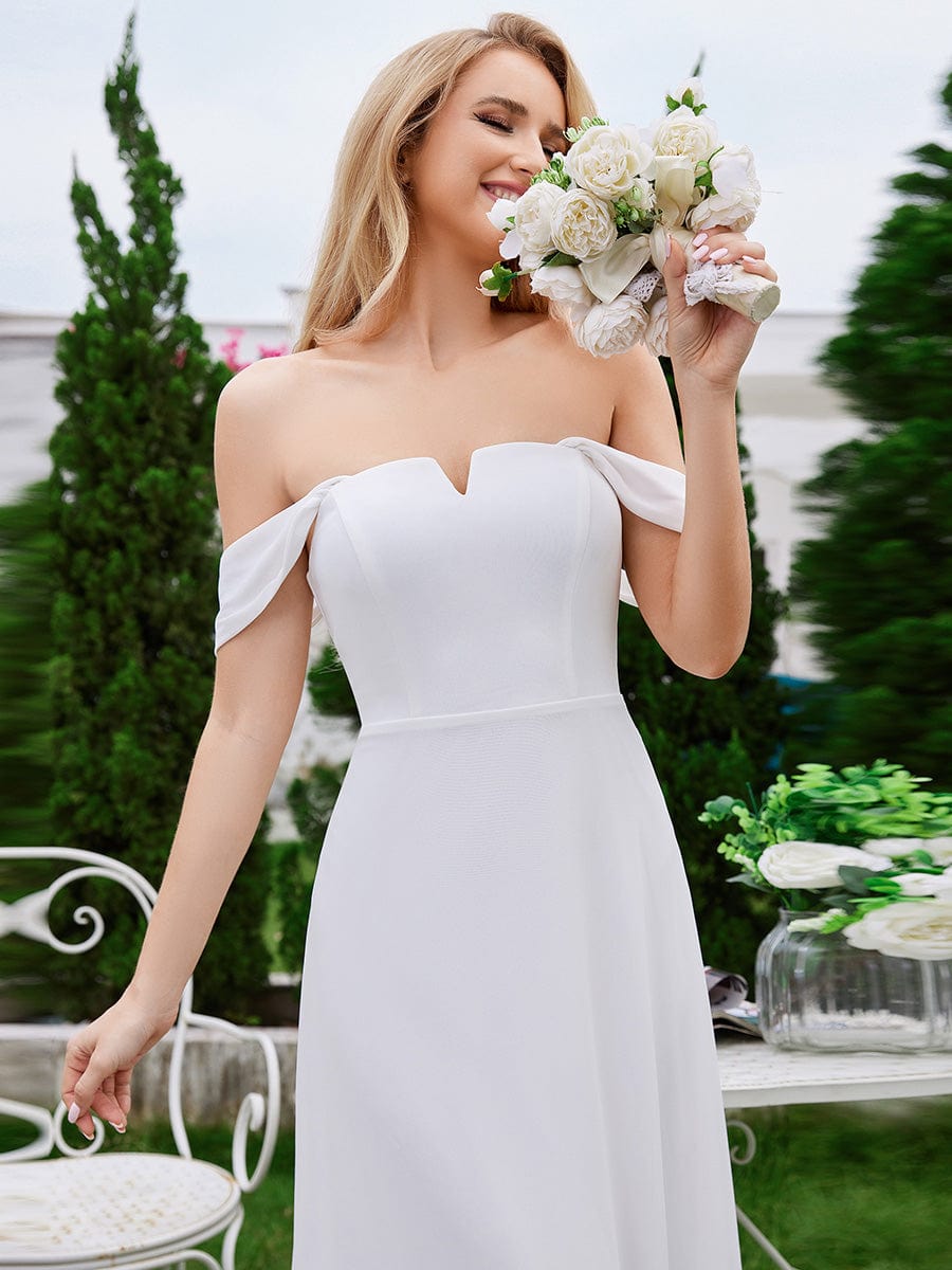 Chic High Waist Square Neck Bridesmaid Dress #color_White