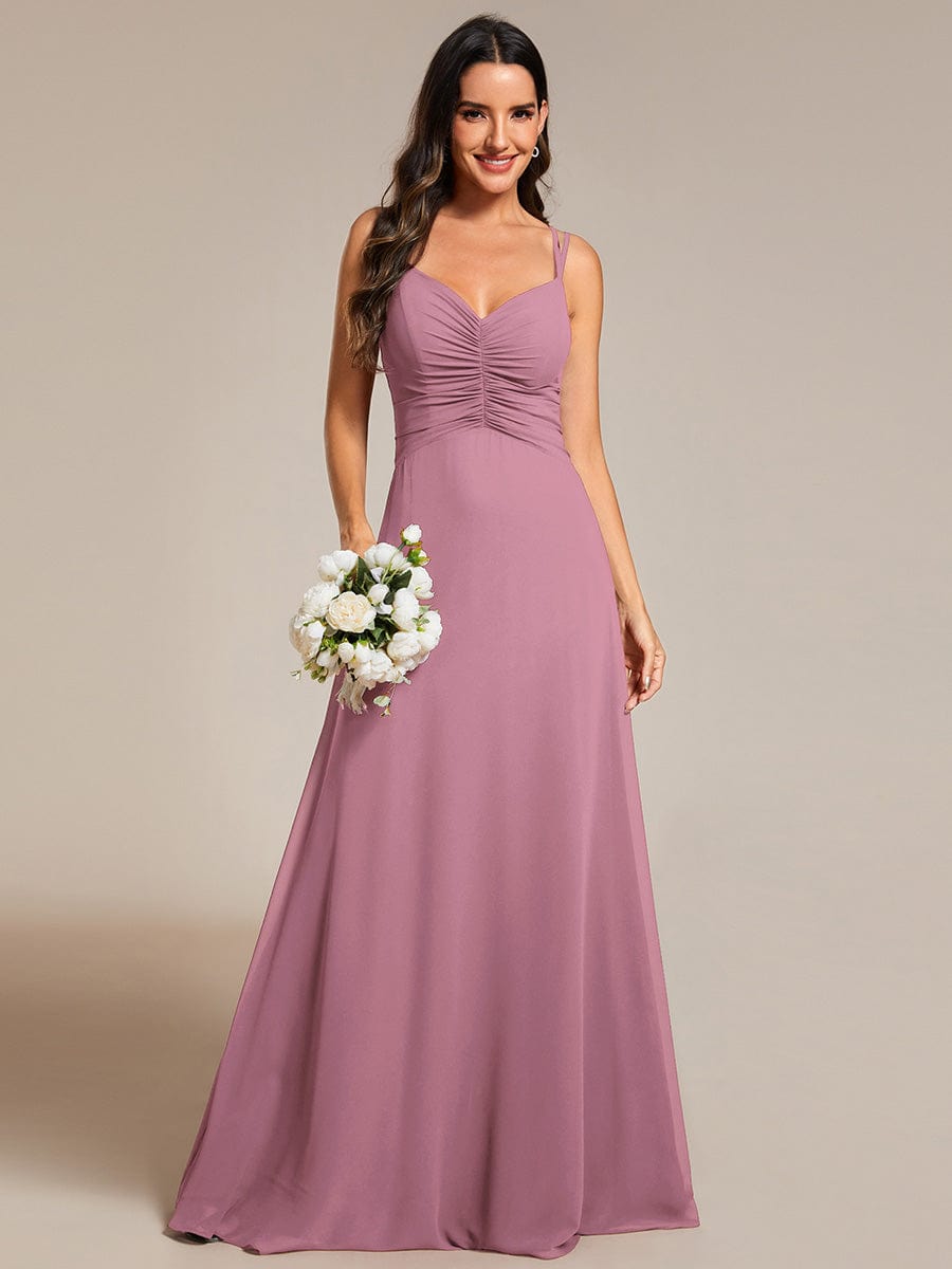 Flowy Pleated Chiffon Bridesmaid Dress with Adjustable Straps #color_Purple Orchid