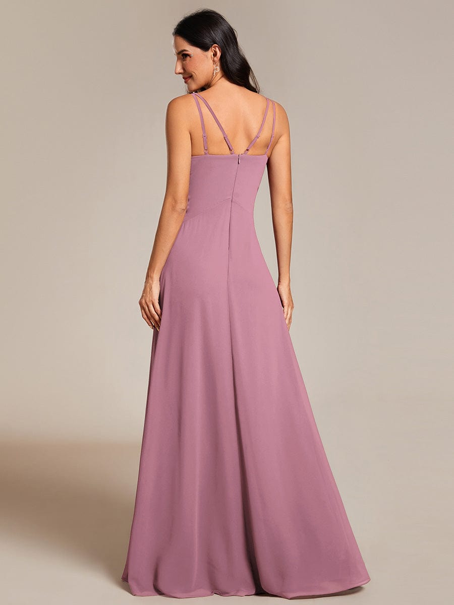 Flowy Pleated Chiffon Bridesmaid Dress with Adjustable Straps #color_Purple Orchid