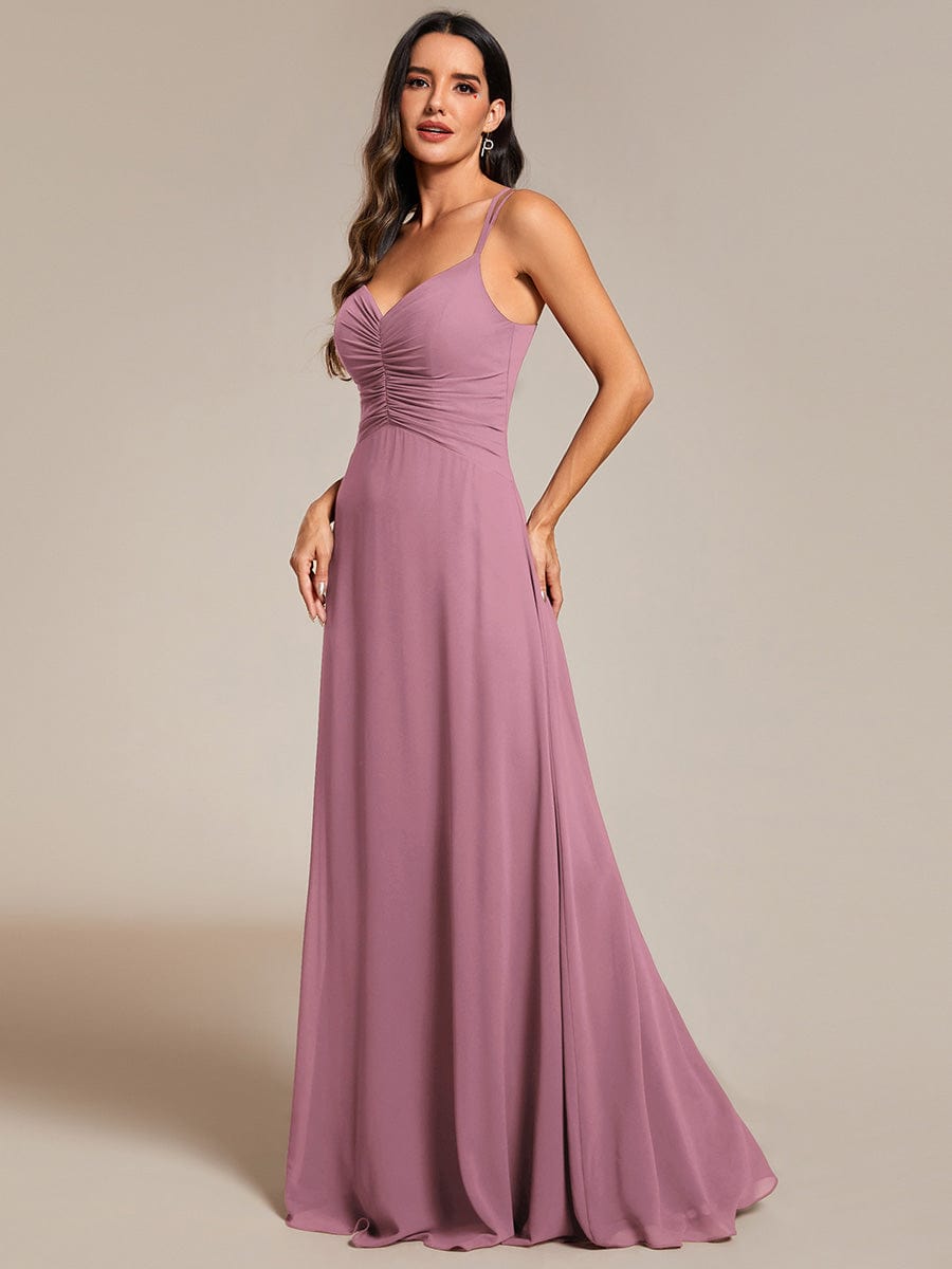 Flowy Pleated Chiffon Bridesmaid Dress with Adjustable Straps #color_Purple Orchid