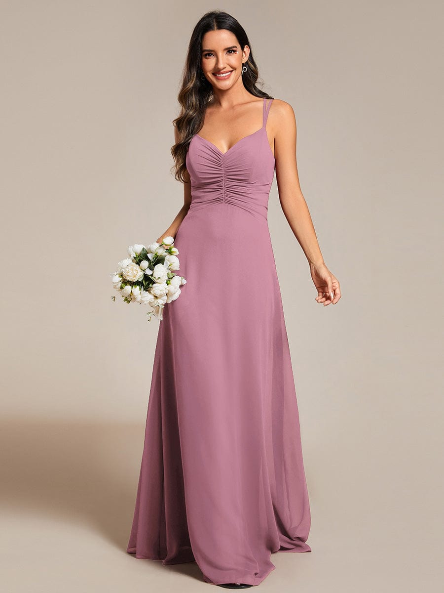 Flowy Pleated Chiffon Bridesmaid Dress with Adjustable Straps #color_Purple Orchid