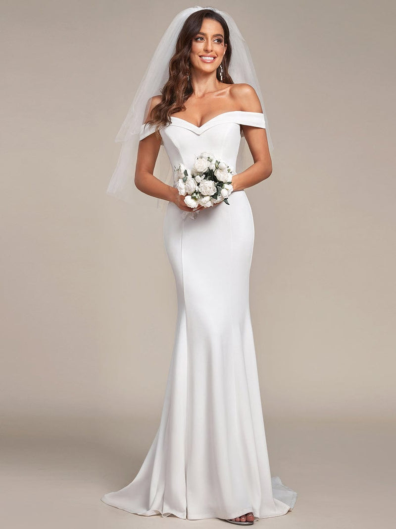 Off the Shoulder Mermaid Corset Outdoor Wedding Dress - Ever-Pretty US