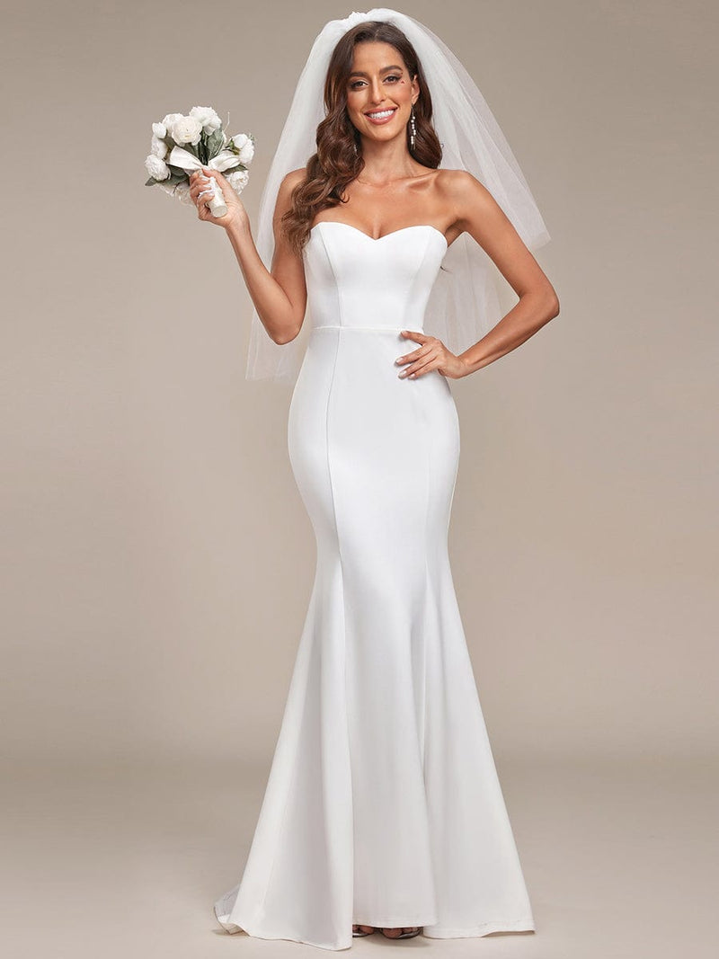 Elegant Strapless Simple Mermaid Eloping Wedding Dress - Ever-Pretty US