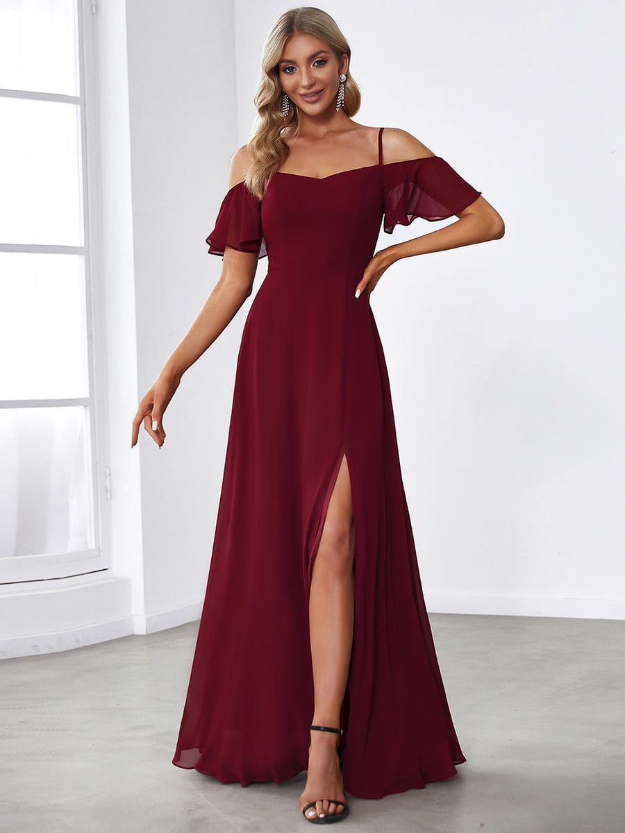 modest burgundy bridesmaid dresses