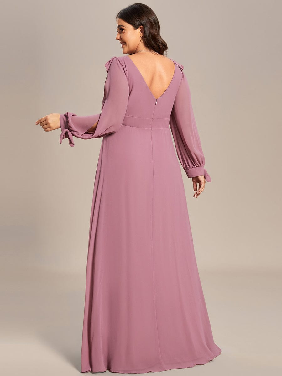 Open Lantern Sleeve A-Line Bridesmaid Dress #color_Purple Orchid