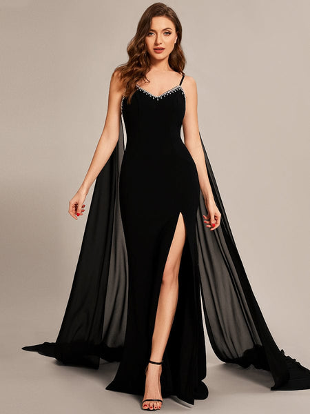 LTP1647,Spaghetti Strap Mesh Corset Gown Long Prom Dress Black Evening Dress