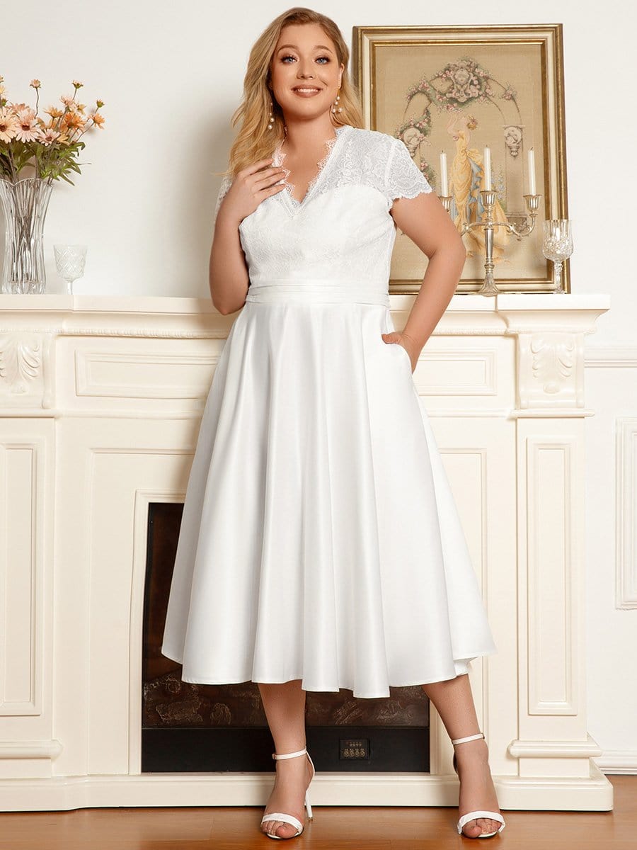 Plus size white dress with pockets hotsell