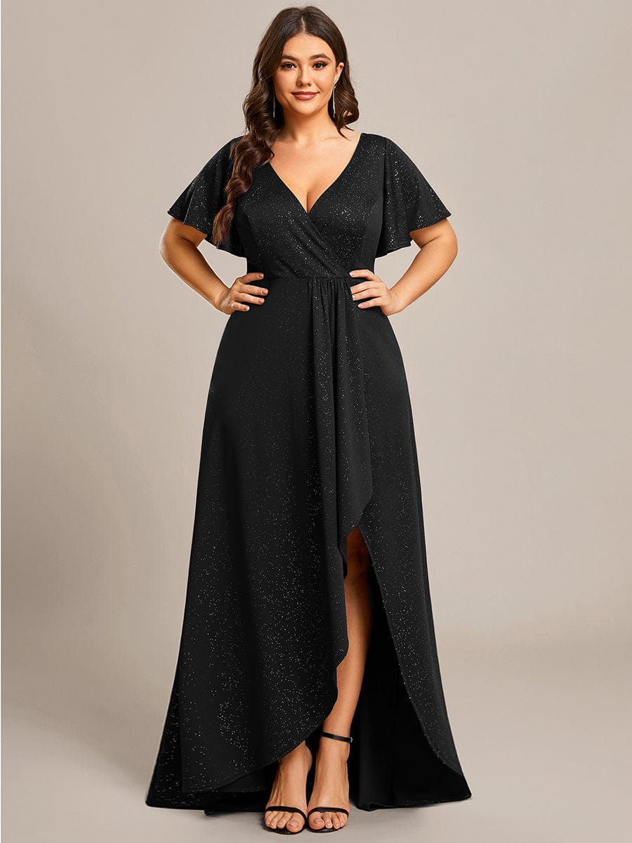 Plus Size Long Formal Evening Dresses Celebrity Black Lace High Low Red  Carpet Sheer Evening Gowns Ruffles Party Gowns Black Tulle Prom Dress From  Weddingfactory, $148.75