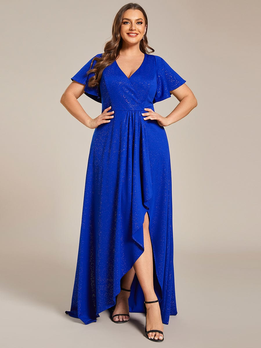 2024 Sparkly and Shine Plus Size High-Low A-Line Front Slit Evening Dress -  Ever-Pretty US