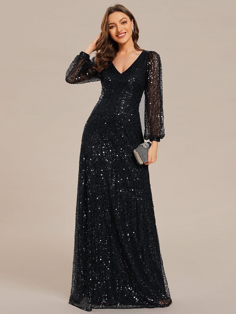 Long sleeve allover sequin mermaid gown hotsell