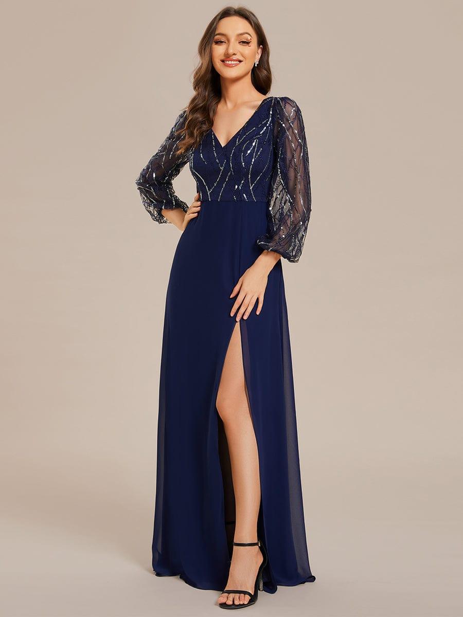 Navy blue maxi dress with sleeves best sale