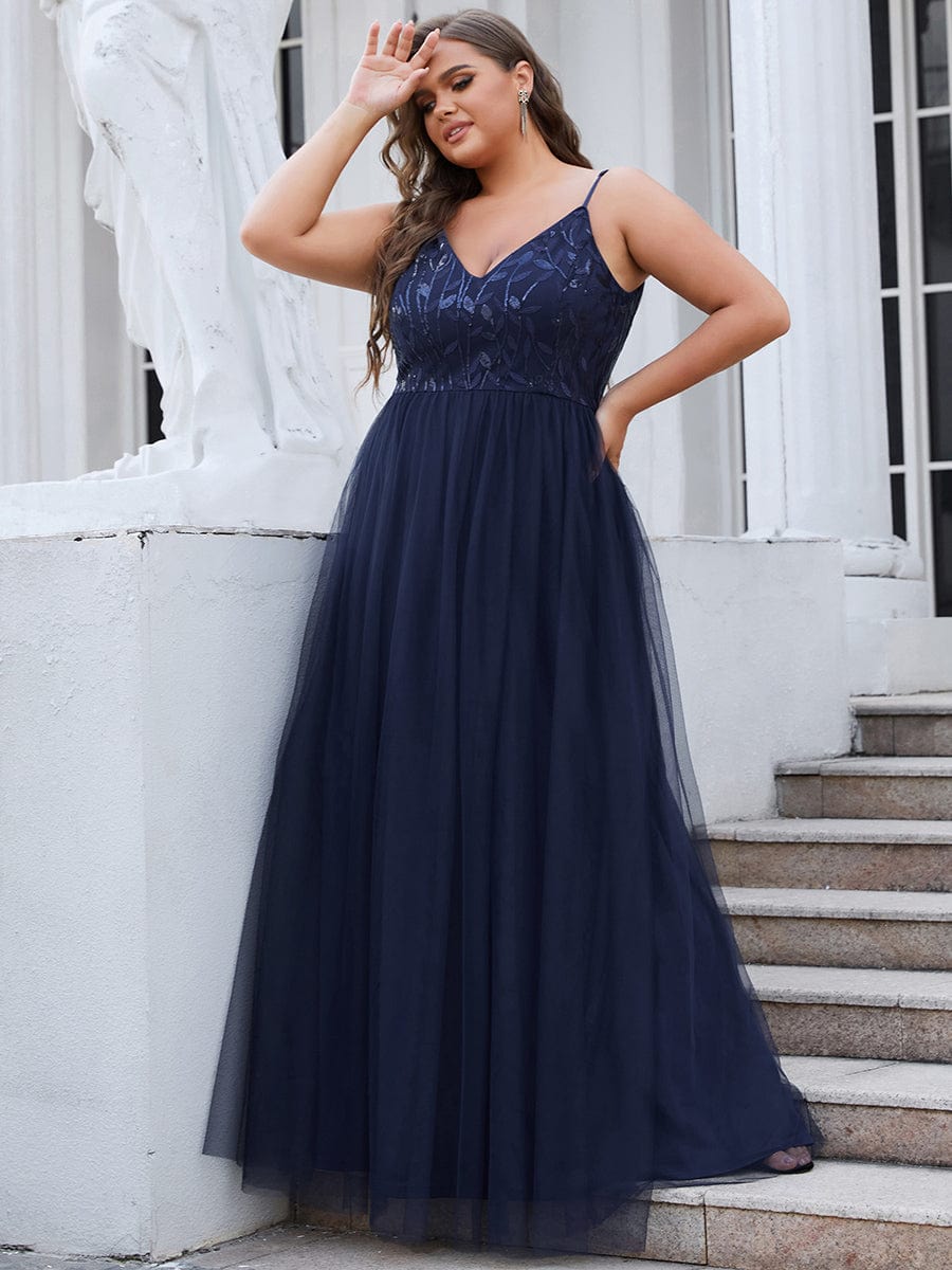 Custom Size Deep V-Neckline Long Formal Evening Dress - Ever-Pretty US