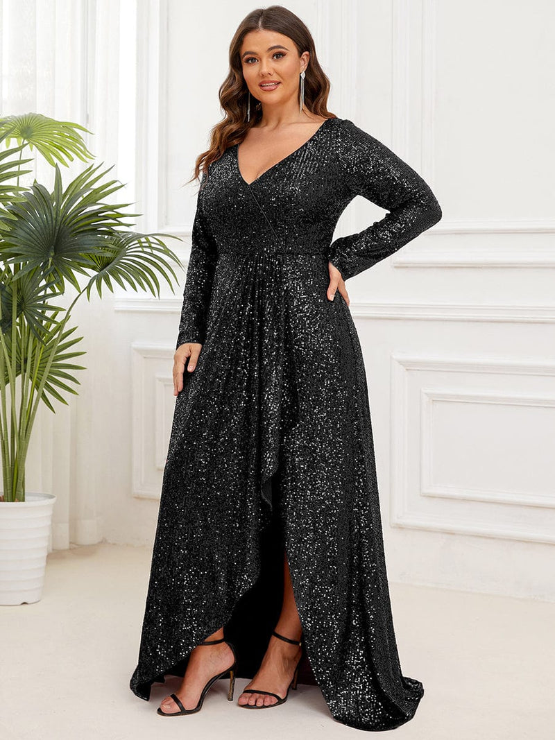 Long Sleeve Cross Over Floor-length Evening Dress - Ever-pretty Us