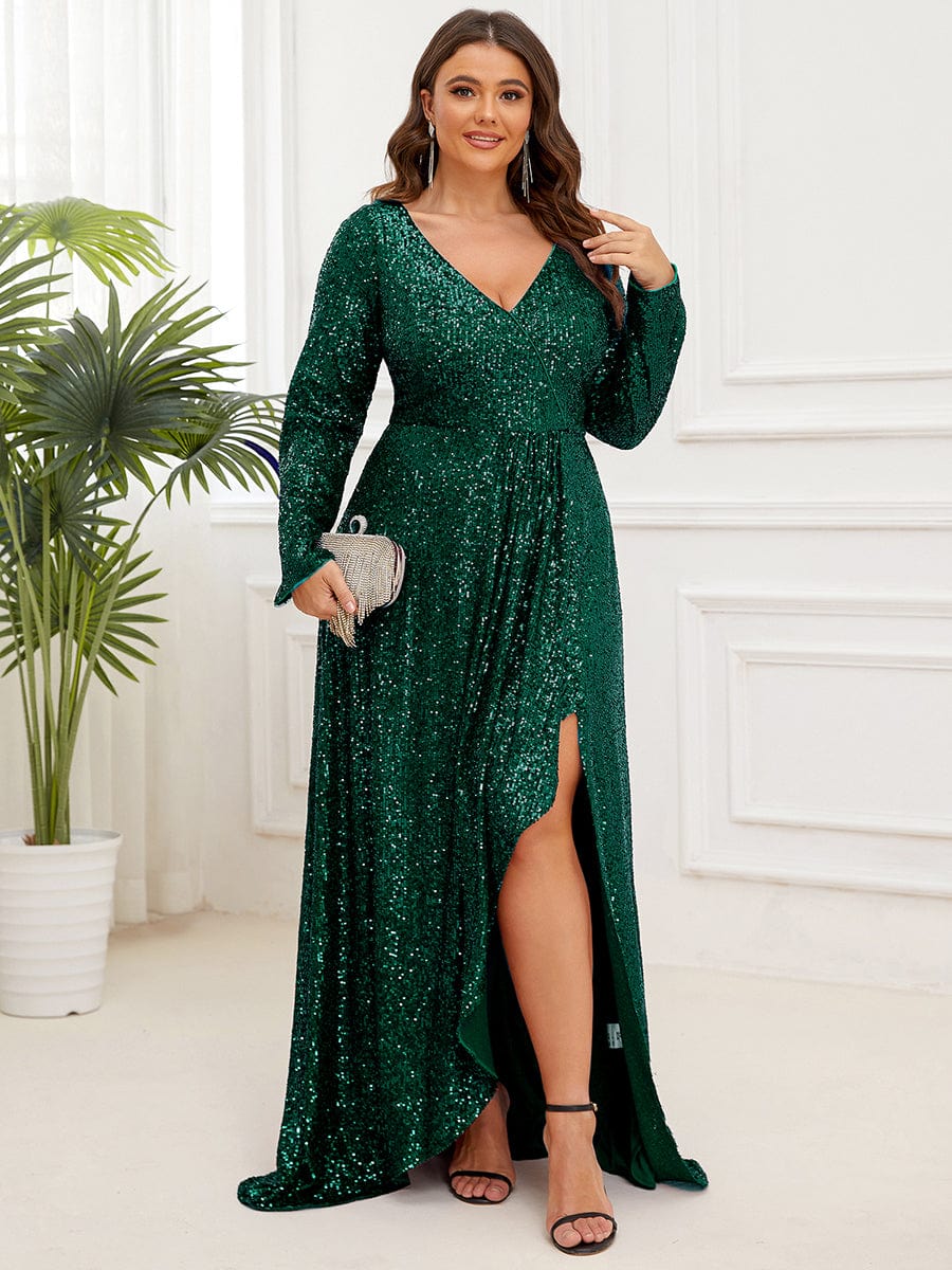 Long Sleeve Cross Over Floor Length Evening Dress Ever Pretty US