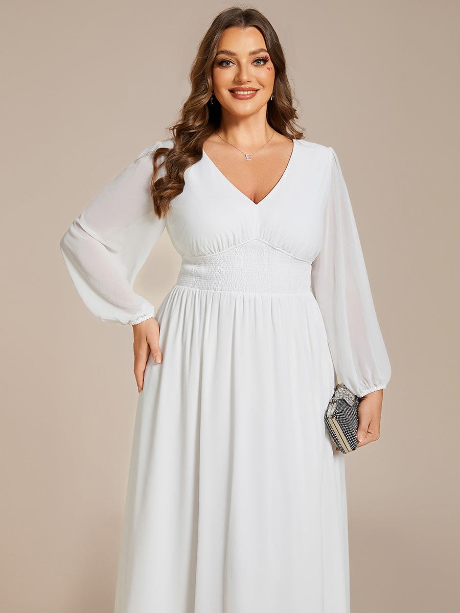 Long fashion white flowy dress plus size